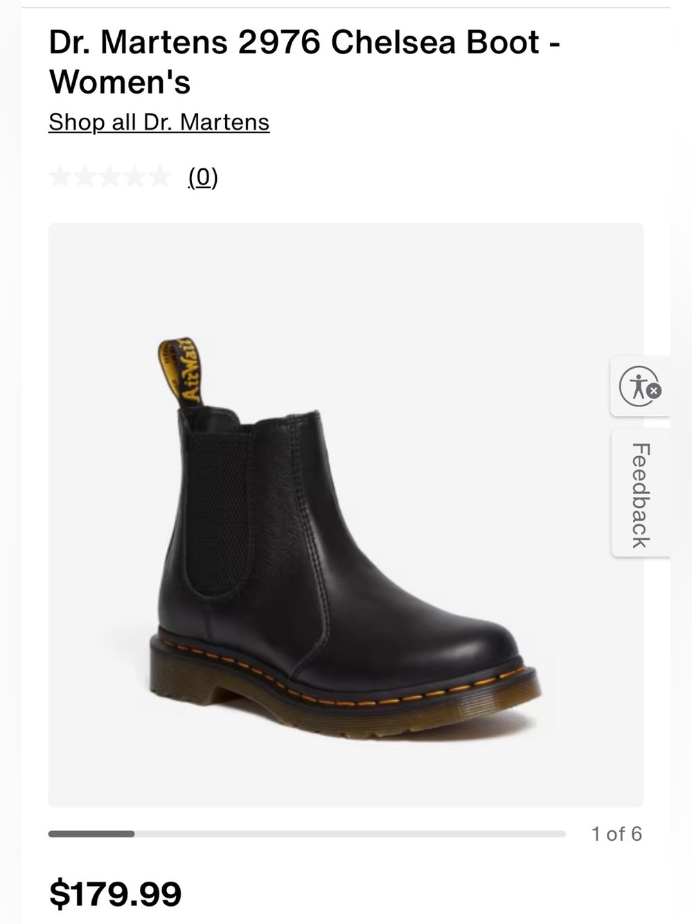 Dr. Martens 2976 Black Smooth Leather Chelsea Boots Women’s 9